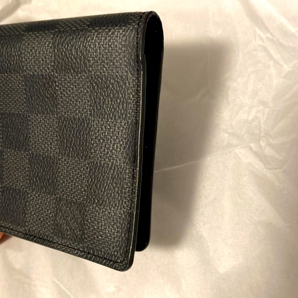 EUC [Louis Vuitton] Checkered Long Unisex Wallet Credit Card Holder Black/Grey - Picture 13 of 16